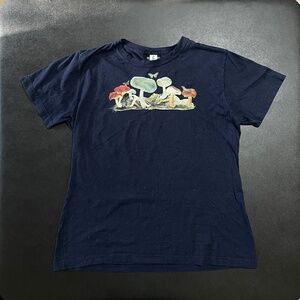 Women's Mushroom & Butterflies Tee Large Blue